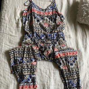 Printed spaghetti strap jumpsuit